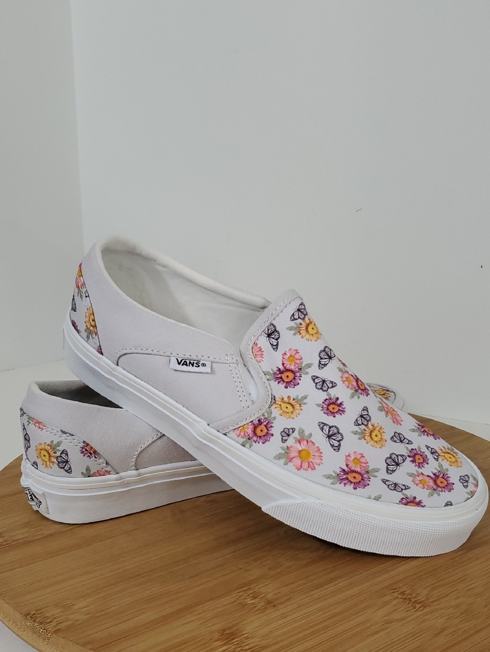 Vans Asher Womens Canvas Slip on Sneaker Butterfly Floral Size 6.5 NIB